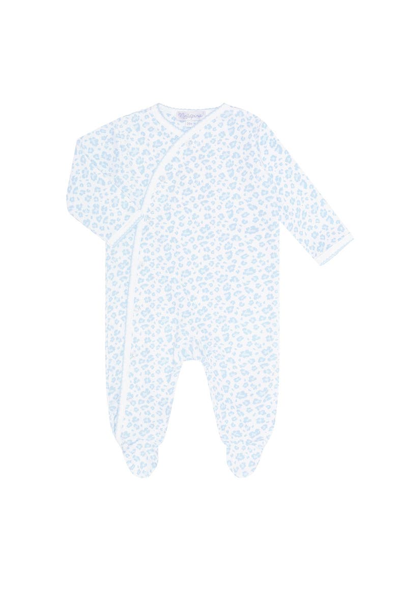 Blue Cheetah Print Crossover Footie - Baby, Main, color, Blue