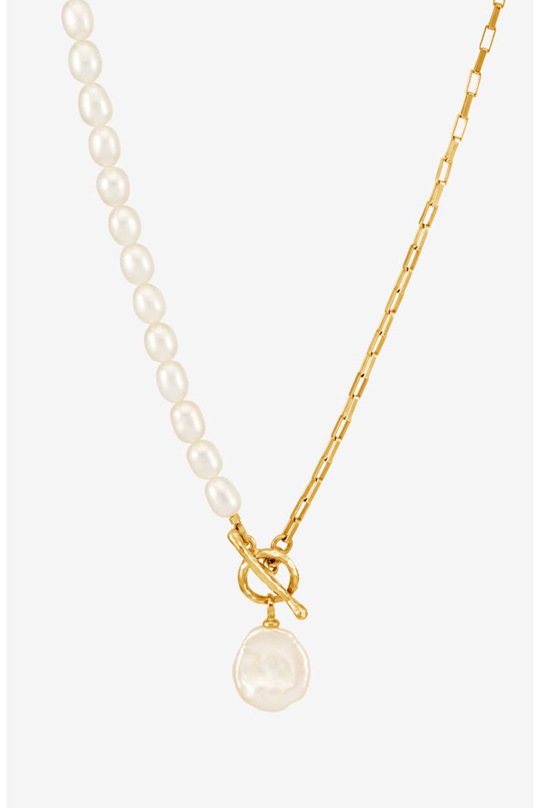 Timeless Keshi Pearl Drop Chain Necklace, Main, color, Yellow Gold Vermeil