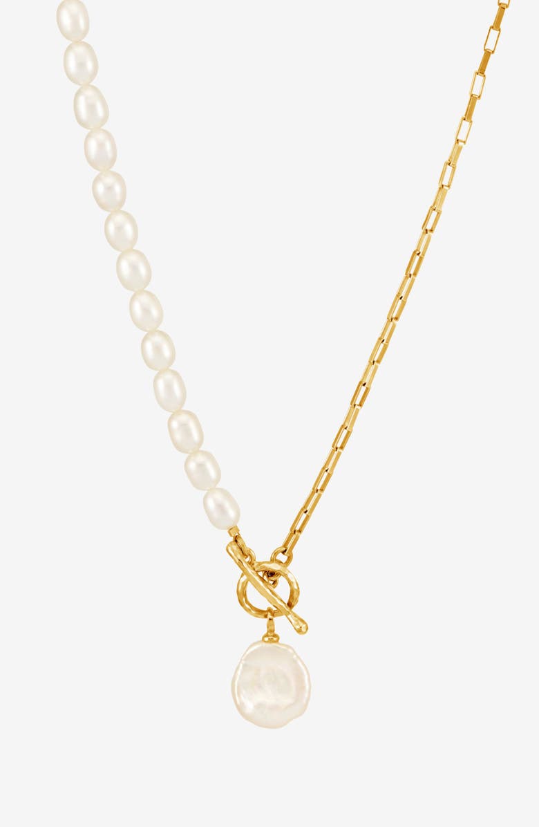 Dower & Hall Timeless Keshi Pearl Drop Chain Necklace, Main, color, Yellow Gold Vermeil