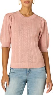 Wit & Wisdom Pointelle Elbow Sleeve Sweater