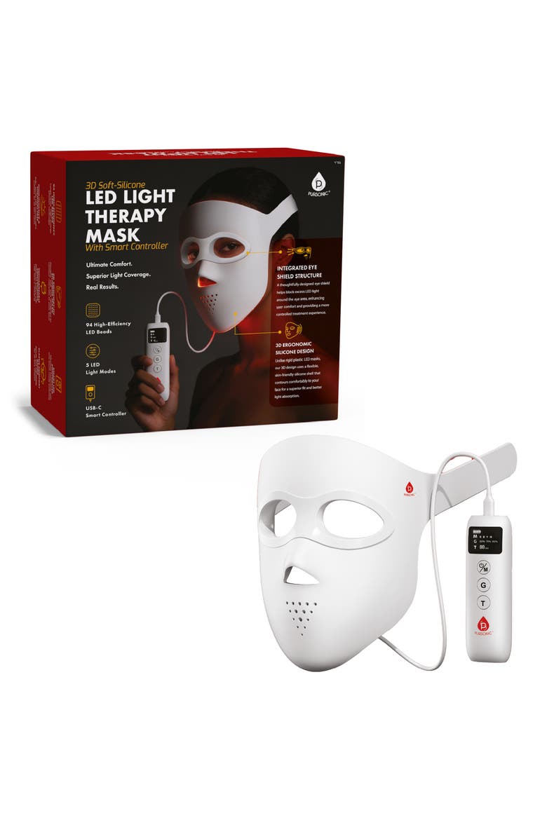 3D Soft-Silicone LED Light Therapy Mask, Alternate, color, WHITE