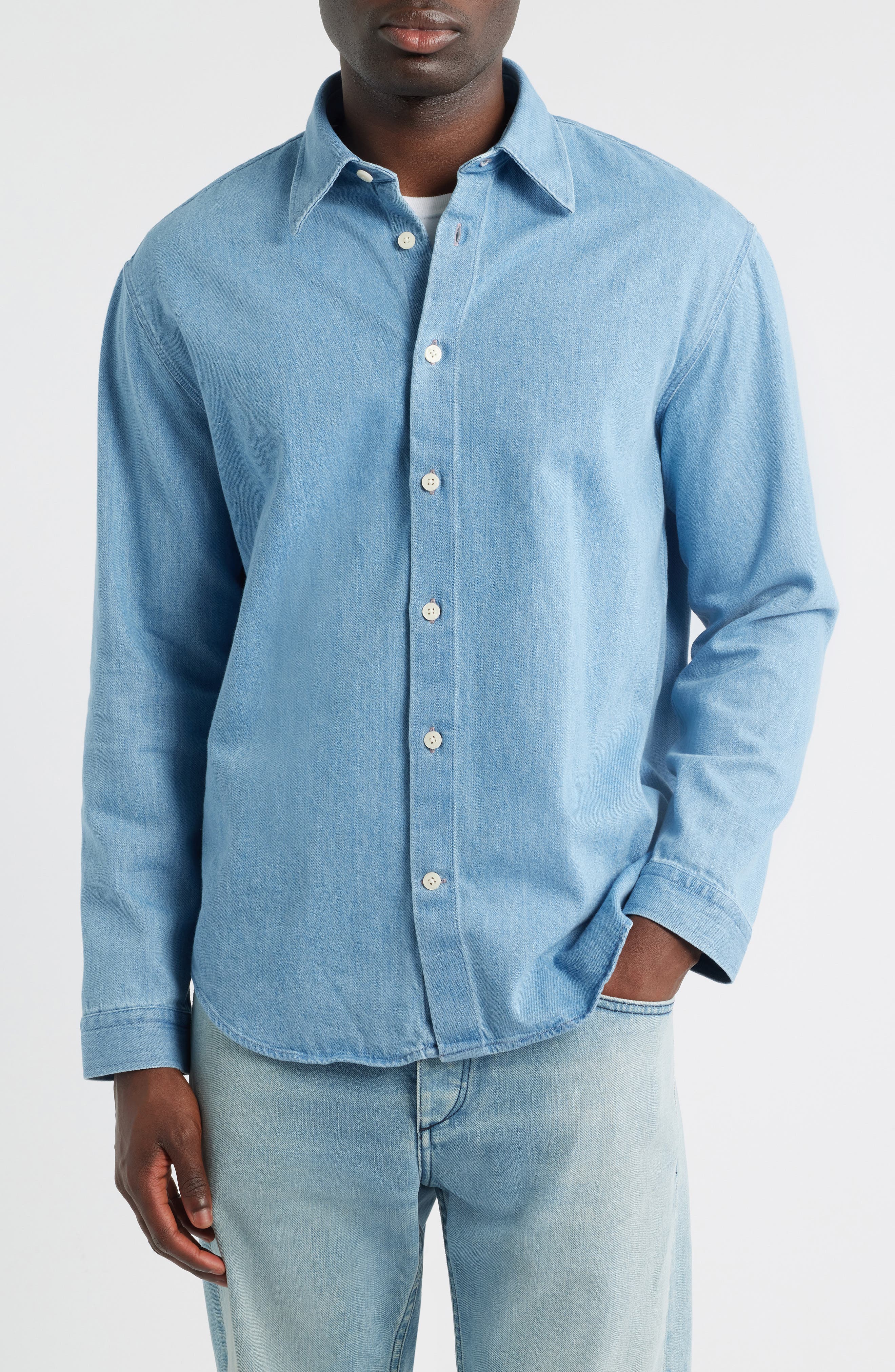 Casper 50033 Relaxed Fit Denim Button-Up Shirt - image 2