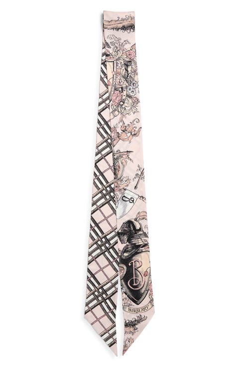 Etched Equestrian Knight Reversible Silk Skinny Scarf