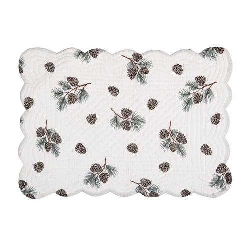 C & F Home C&f Home Greenstone Pines Scalloped Placemats Set Of 6 Black Bear Moose, 13" X 19" In Green