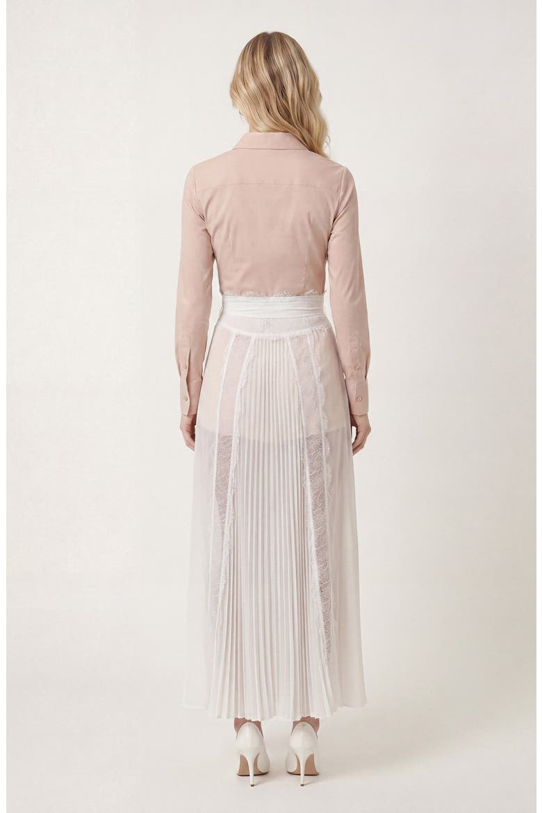 Sheer Lace Panel Pleated Maxi Skirt, Alternate, color, Ivory