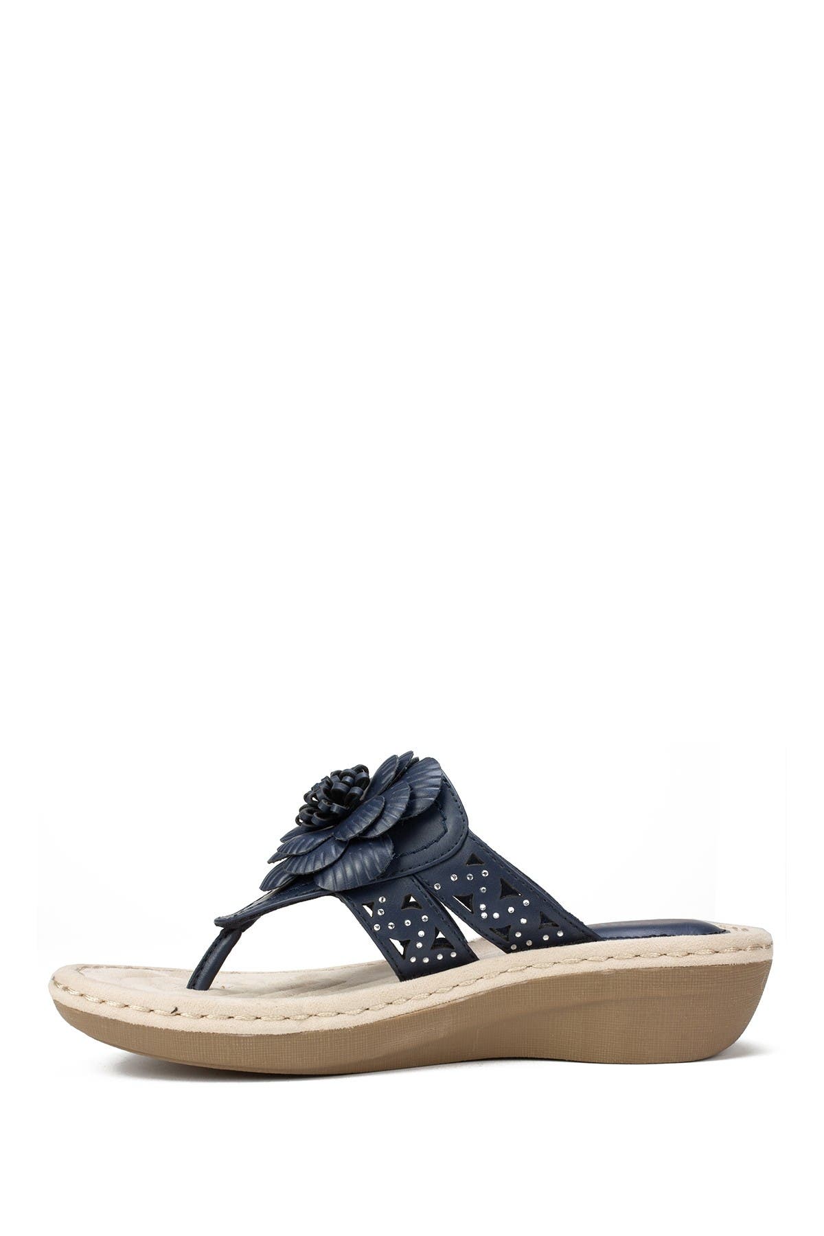 CLIFFS BY WHITE MOUNTAIN Cynthia Thong Comfort Sandal - Multiple Widths Available, Alternate, color, Navy/Smooth