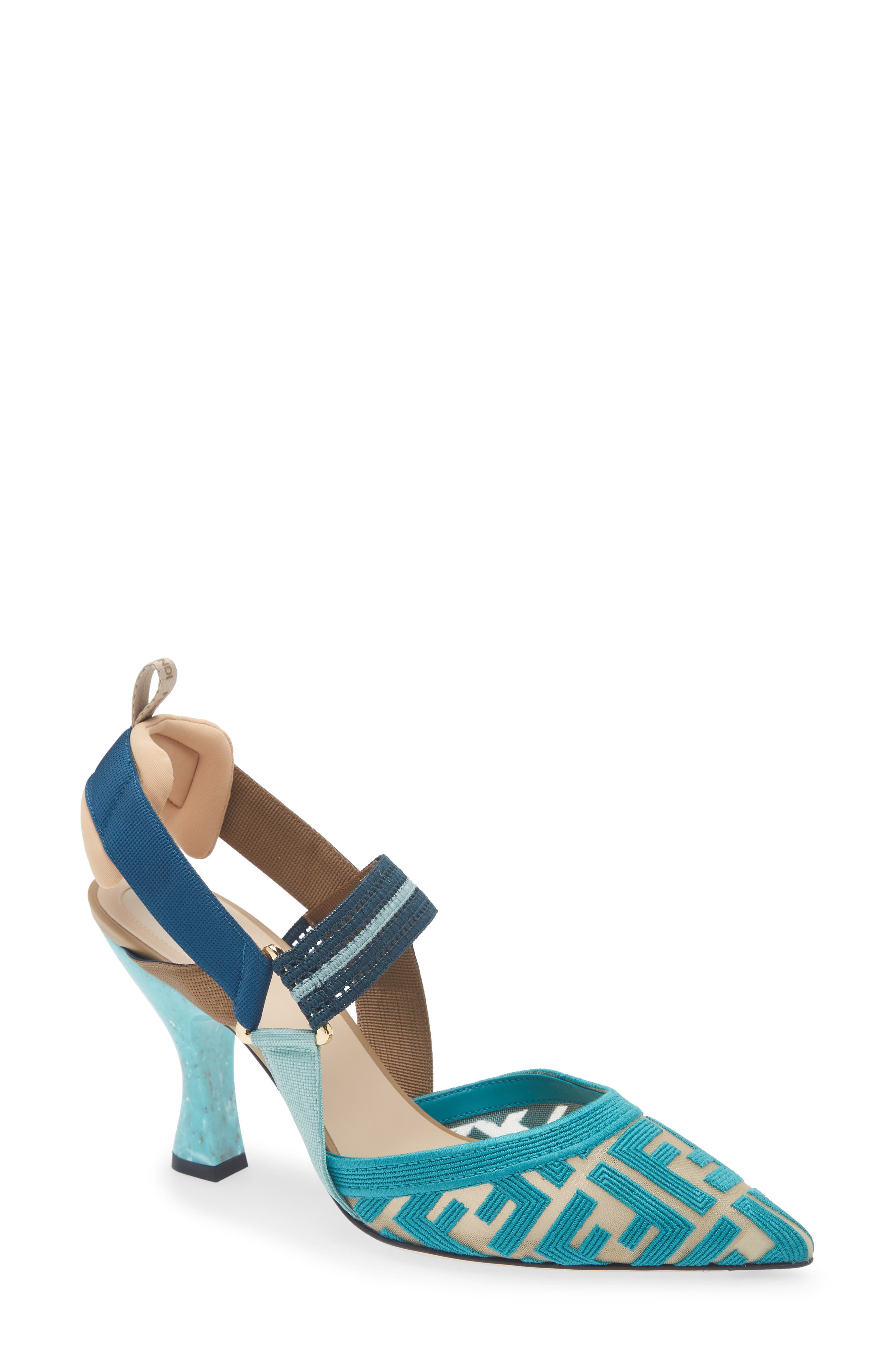 Fendi Colibri Mesh Slingback Pump, Main, color, Blue