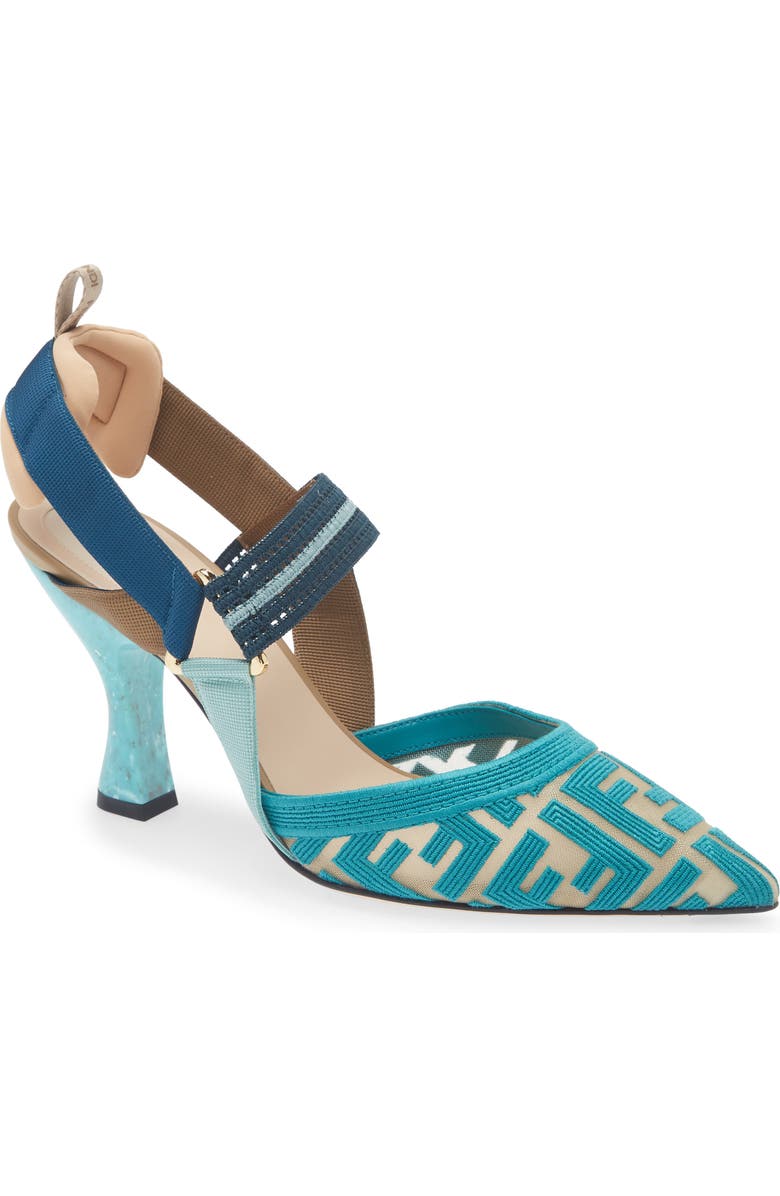 Fendi Colibri Mesh Slingback Pump, Main, color, Blue