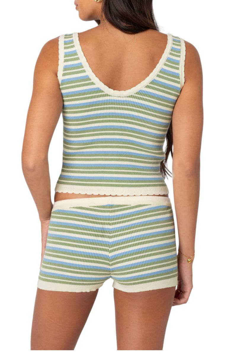 EDIKTED Stripe Scallop Trim Knit Tank, Alternate, color, Mix