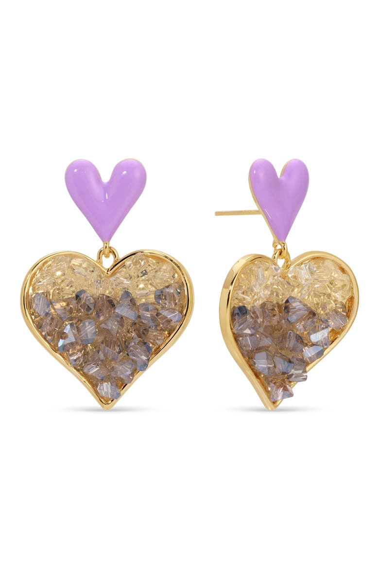 Sasha Heart Drop Earrings, Main, color, GOLD