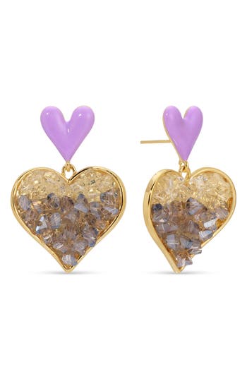Eye Candy Los Angeles Sasha Heart Drop Earrings In Gold