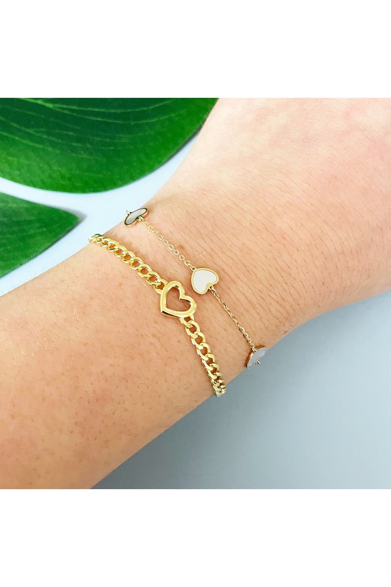Mother of Pearl Heart Station Bracelet, Alternate, color, Mother of Pearl