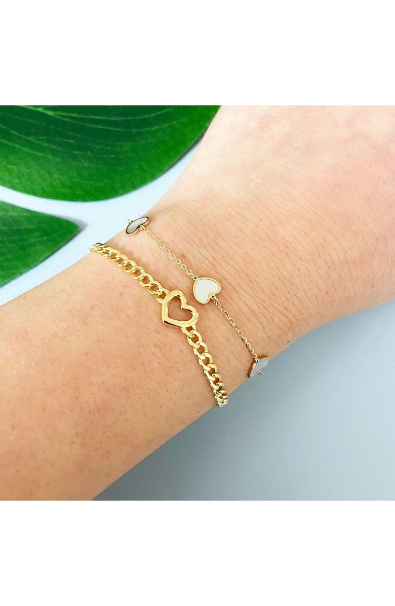 The Lovery Fine Jewelry Mother of Pearl Heart Station Bracelet, Alternate, color, Mother Of Pearl