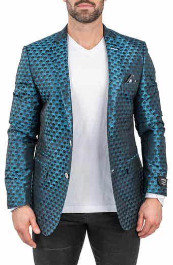 Maceoo Skullrepeat Blue Jacquard Blazer