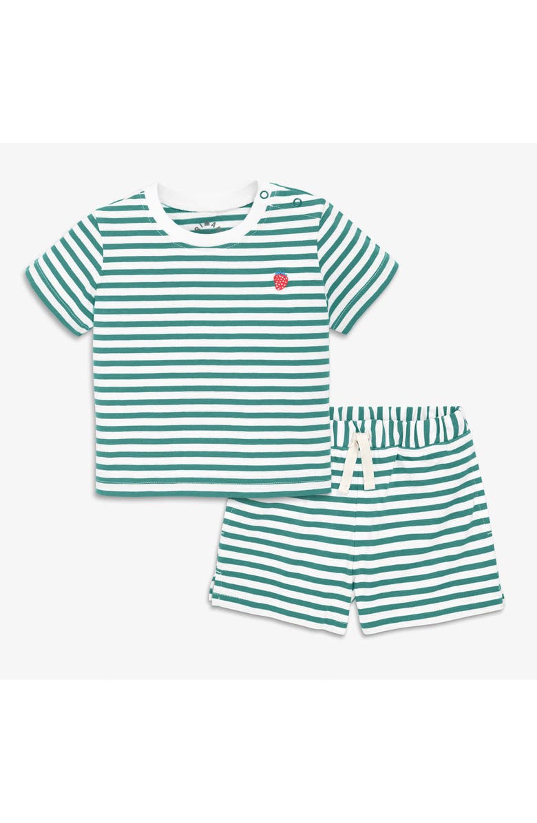 Primary Baby Stripe Embroidered Set, Main, color, Sunwashed Teal White Stripe