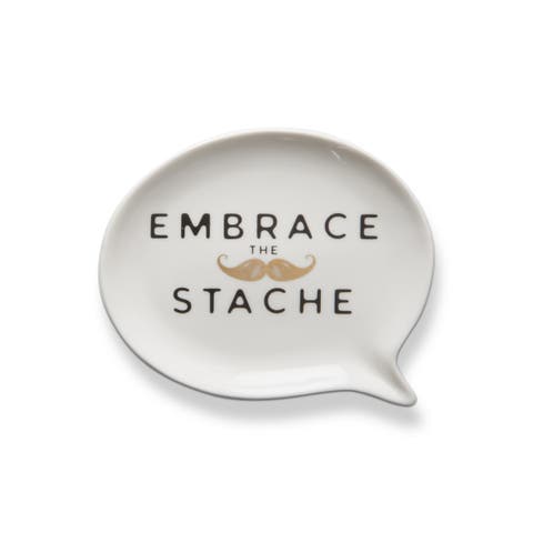 Embrace The Stache Decorative Dish Tray Black Multi Use