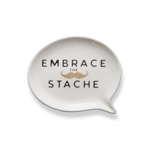 Tag Embrace The Stache Decorative Dish Tray Black Multi Use In White