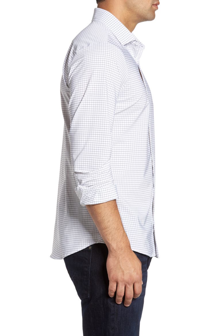 Kennedy Trim Fit Windowpane Shirt, Alternate, color, WHITE