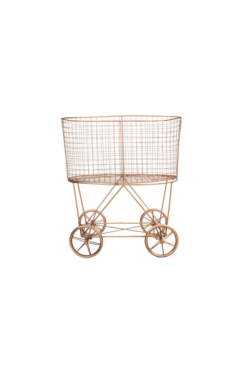 Storied Home Metal Rolling Laundry Cart with Rack, Copper, Main, color, Gold