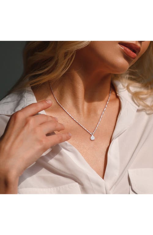 Created Forever Lab-grown Diamond Solitaire Pendant Necklace In Silver