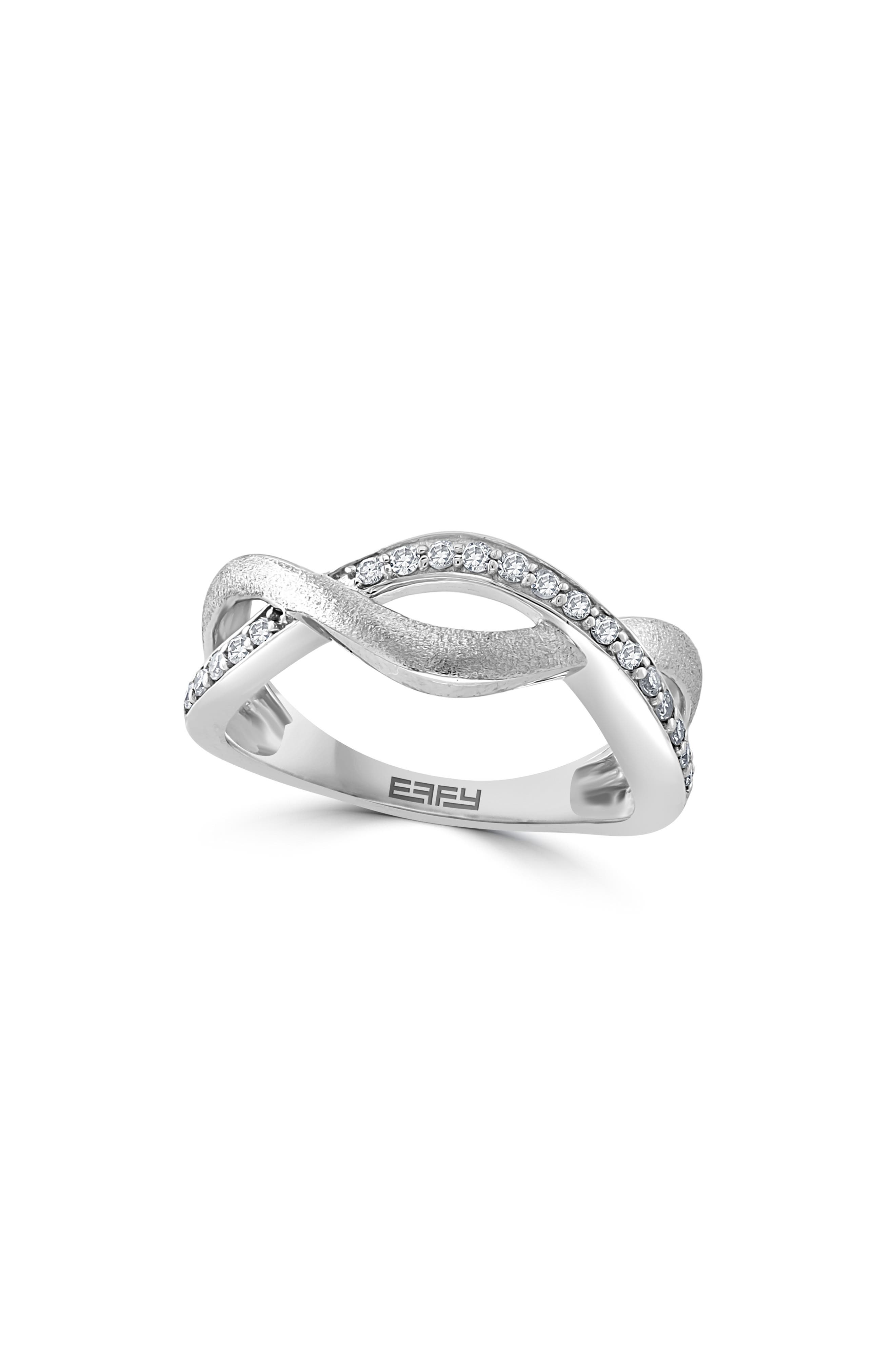 Sterling Silver Diamond Crossover Ring