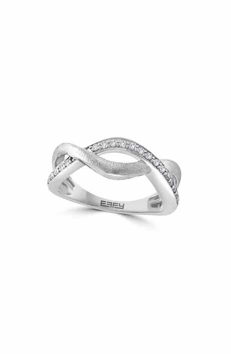 Sterling Silver Diamond Crossover Ring