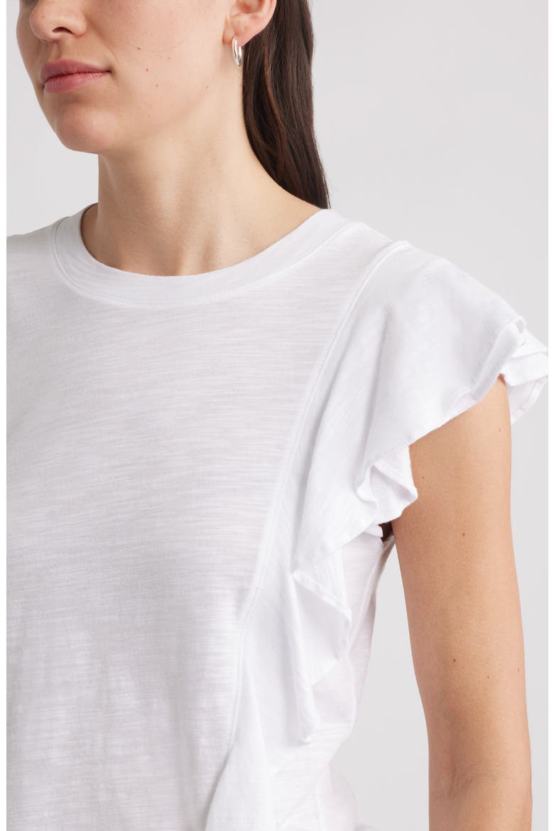 Cascade Ruffle Cotton Blend Top, Alternate, color, WHITE