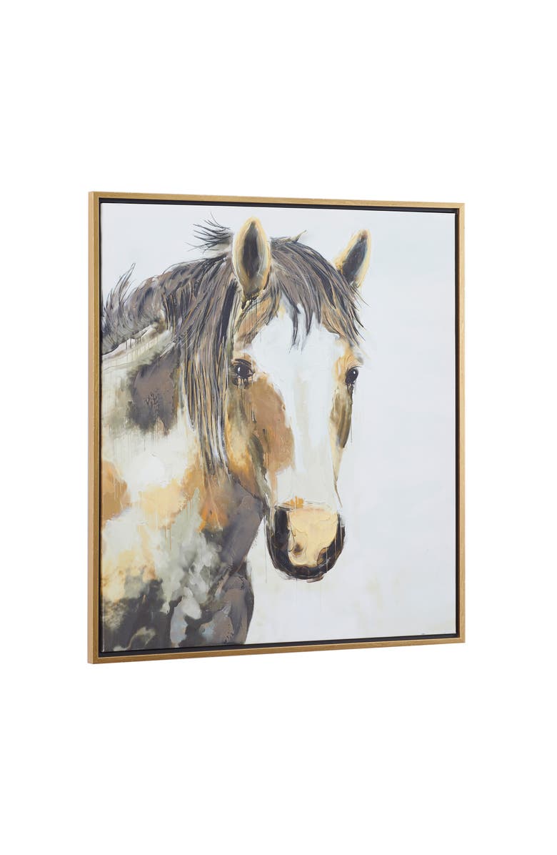 SONOMA SAGE HOME Brown Canvas Modern Farmhouse Horse Framed Wall Art with Goldtone Frame, Alternate, color,