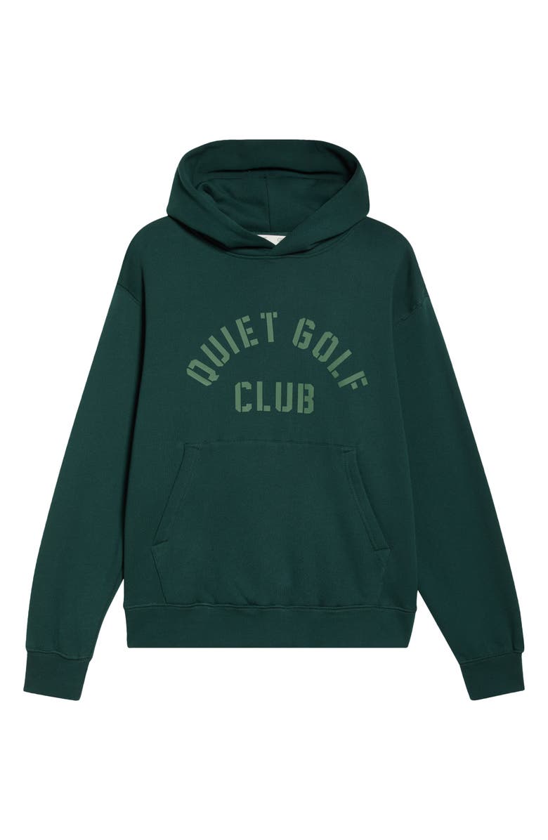 Quiet Golf Stencil Logo Cashmere Hoodie, Alternate, color, Forest