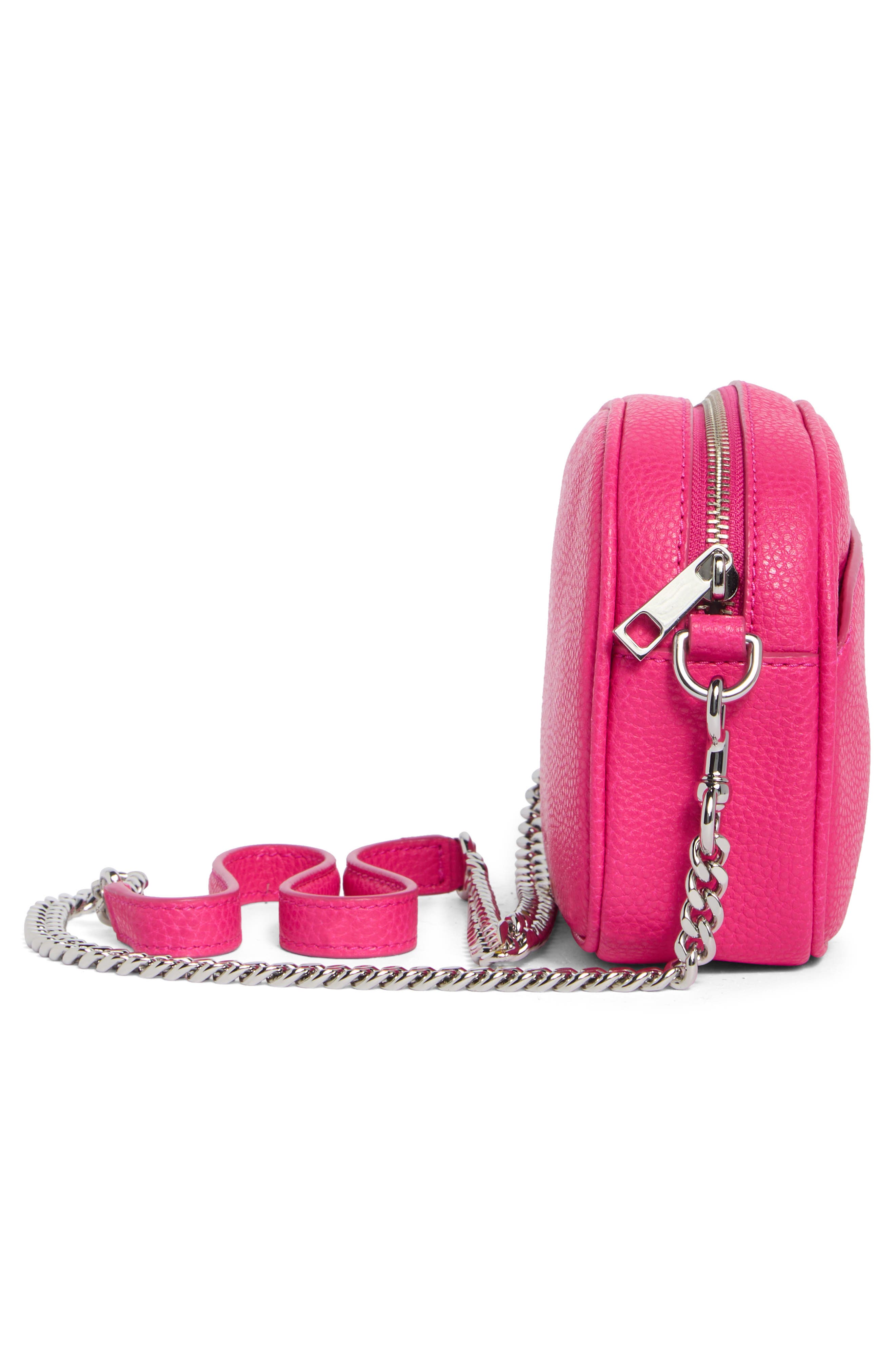 Leather Camera Bag, Alternate, color, HOT PINK