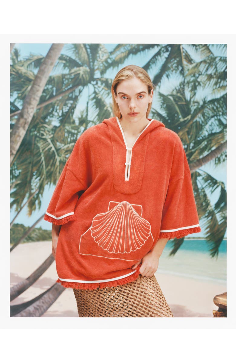 Tombolo 'Scallop' Beach Towel Top, Alternate, color, Coral