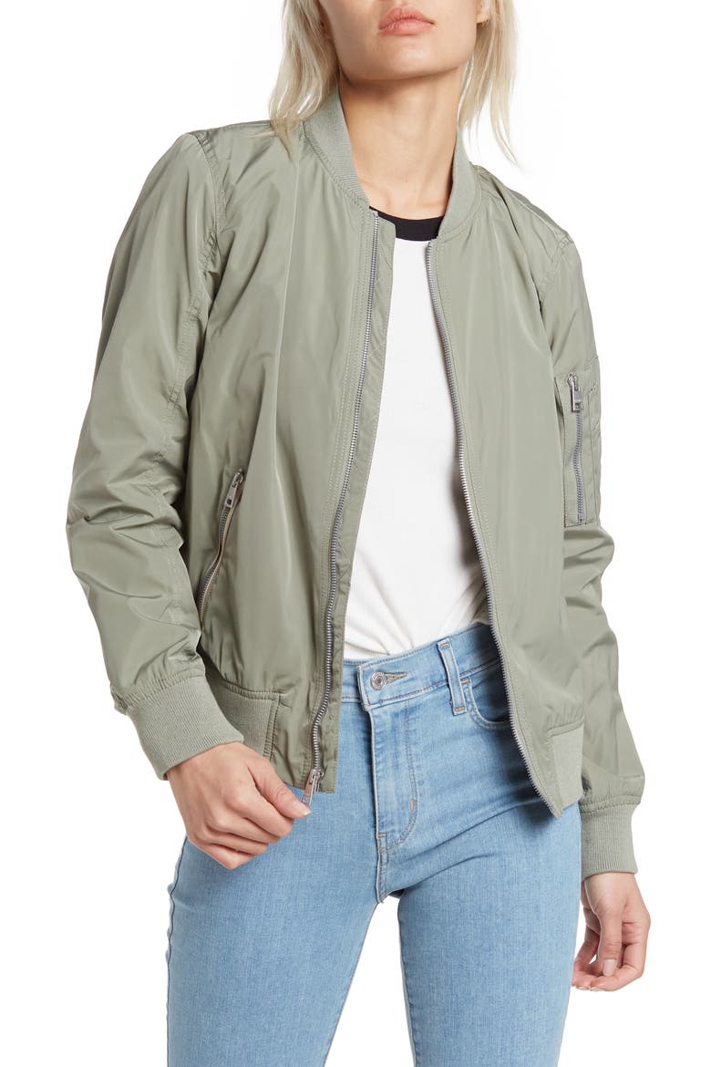 MA-1 Satin Bomber Jacket, Main, color, SEA GREEN