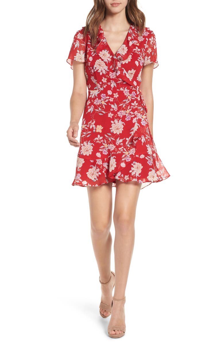 All in Favor Colie Ruffle Wrap Dress, Main, color,