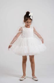Mini Celebrities Grace Balloon Sleeve Velvet Tulle Dress