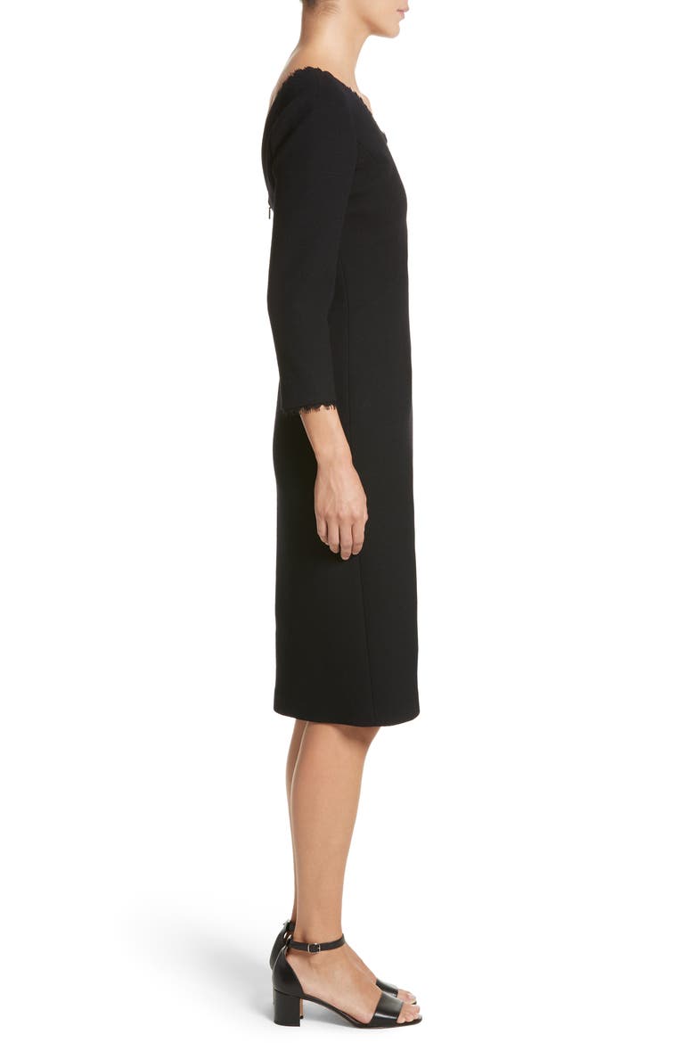 Shandy Lace Trim Wool Dress, Alternate, color, BLACK
