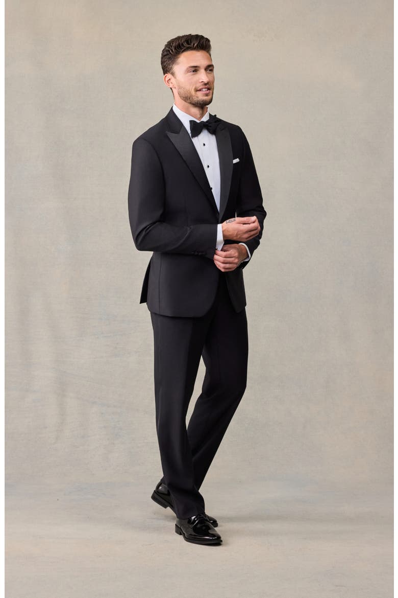 Peak Lapel Tuxedo Jacket, Alternate, color, Black