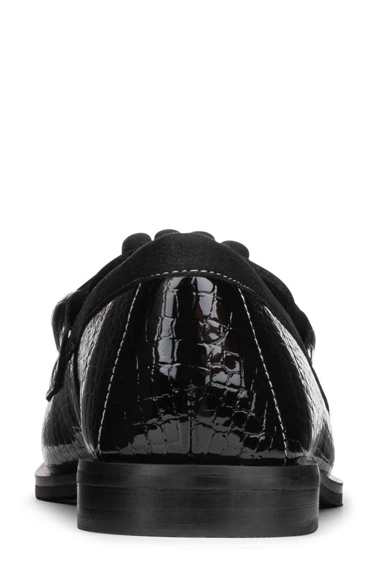 Shaya Faux Leather Croc Embossed Loafer, Alternate, color, BLACK