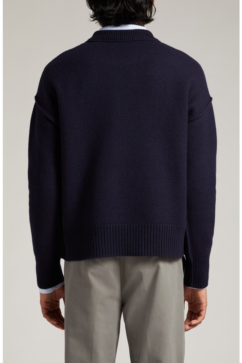 Ami de Coeur Monogram Wool Sweater, Alternate, color, NIGHT BLUE
