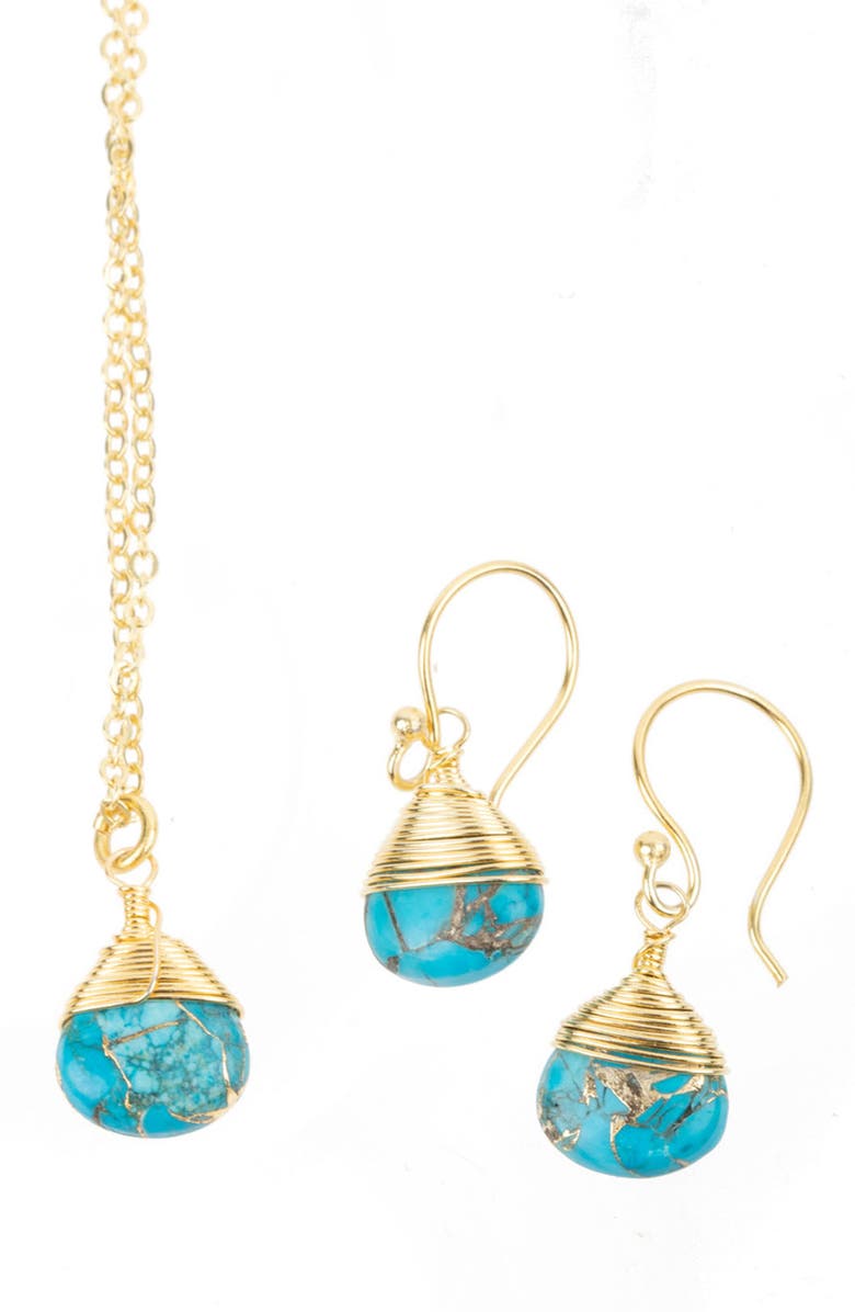 SAACHI Mojave Mini Raindrop Earrings & Necklace Set, Main, color,