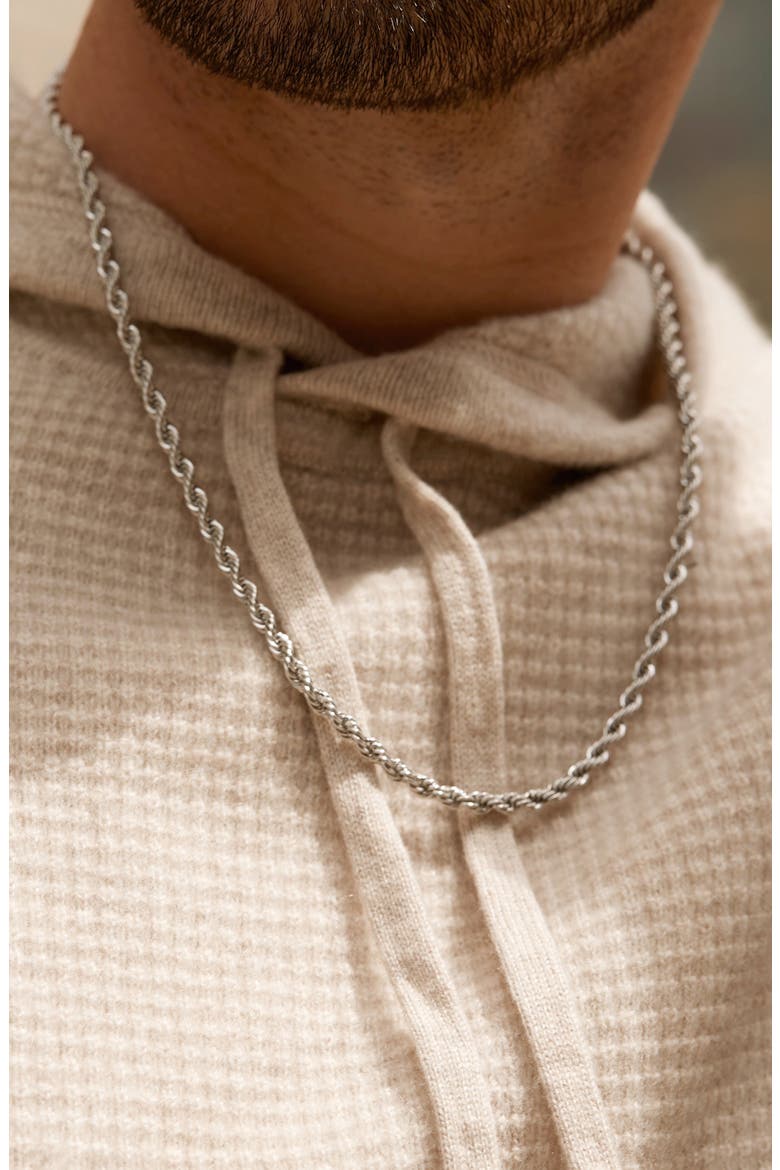 Men's Stainless Steel Rope Chain Necklace, Alternate, color, SILVER