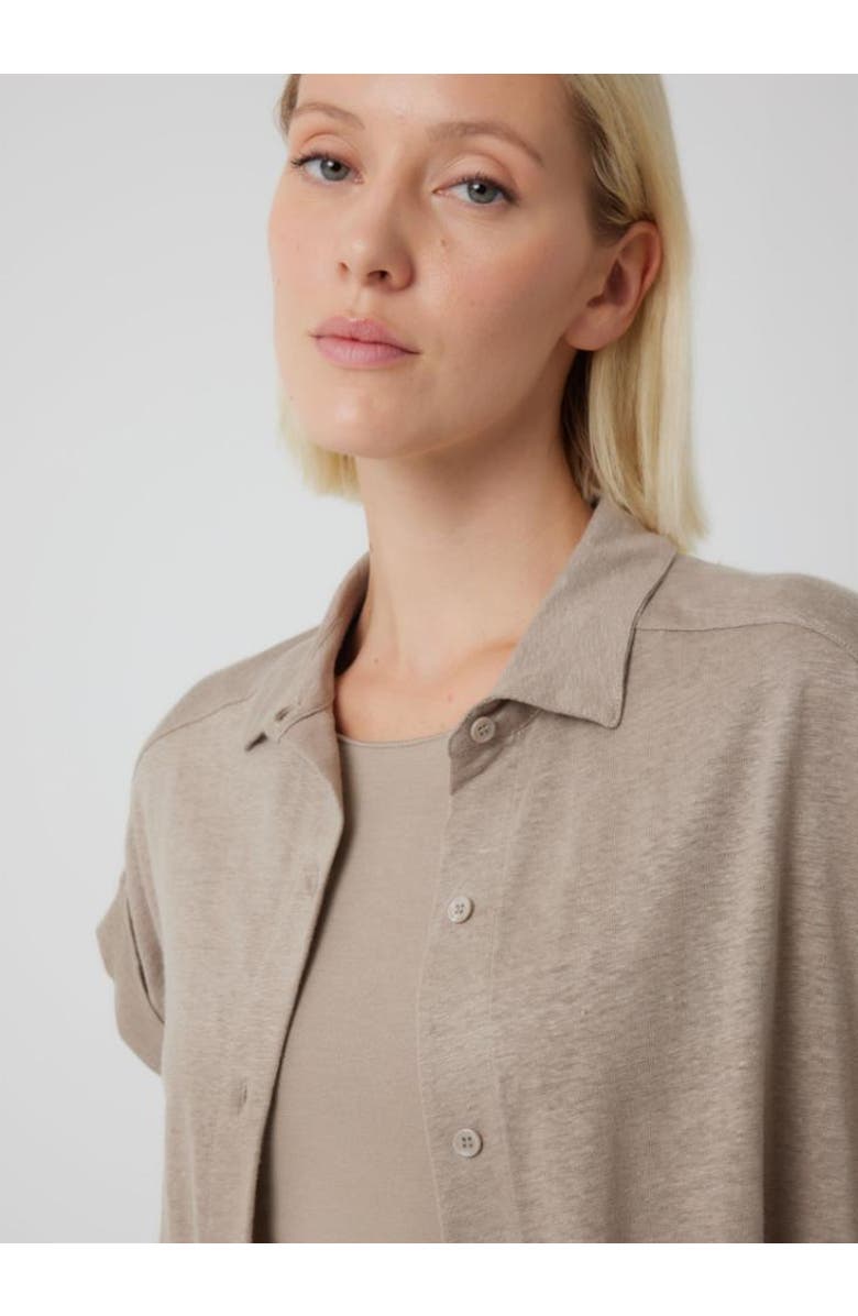 Majestic Filatures Stretch Linen S/S Shirt With Rolled Cuff, Alternate, color, Desert