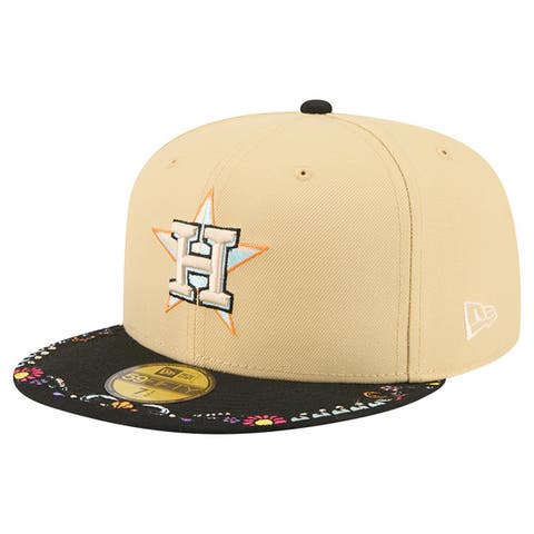 Men's New Era Light Beige Houston Astros Two-Tone Embroidered Visor 59FIFTY Fitted Hat