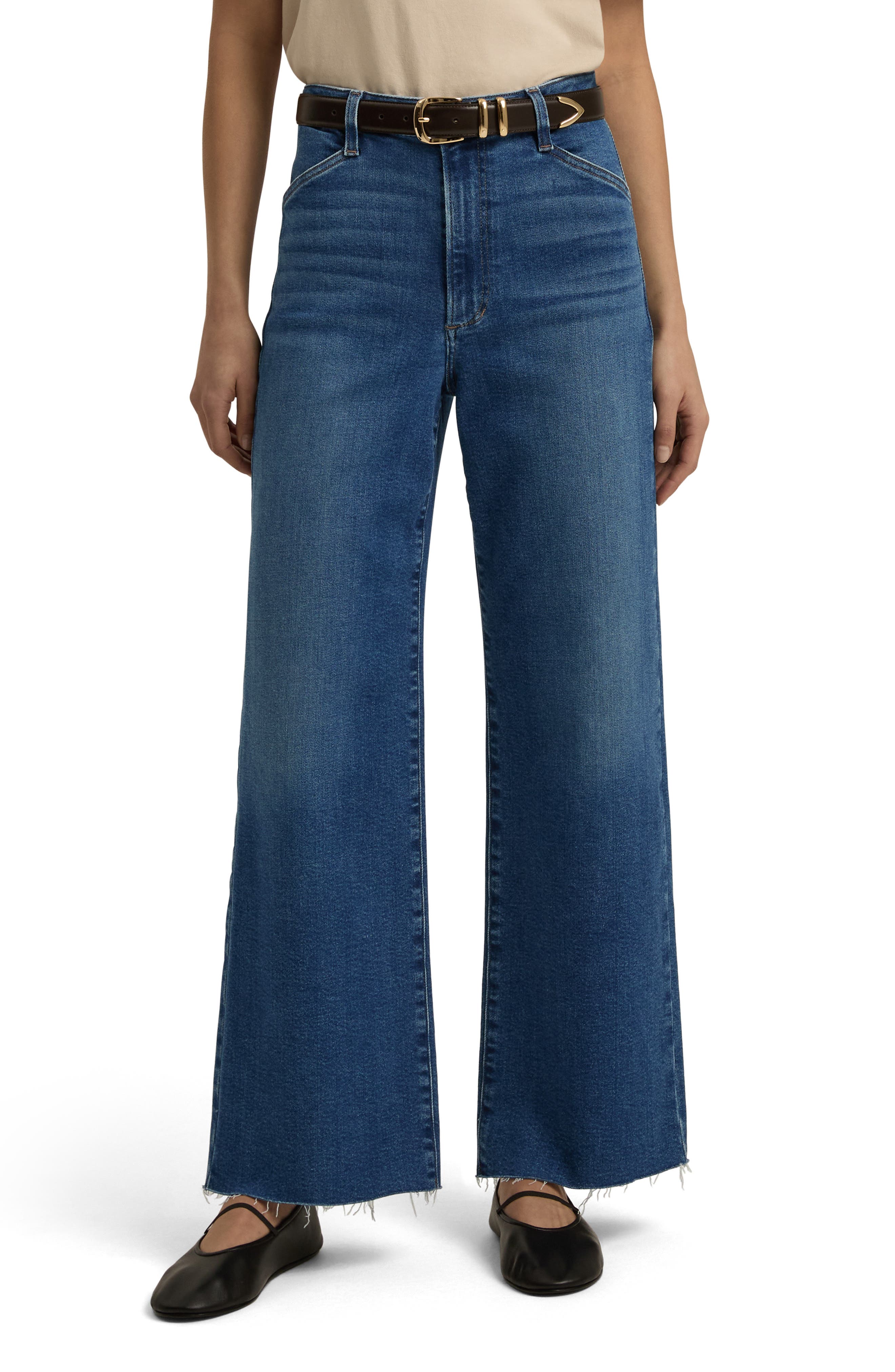 Favorite Daughter The Mischa Raw Hem Super High Waist Wide Leg Jeans