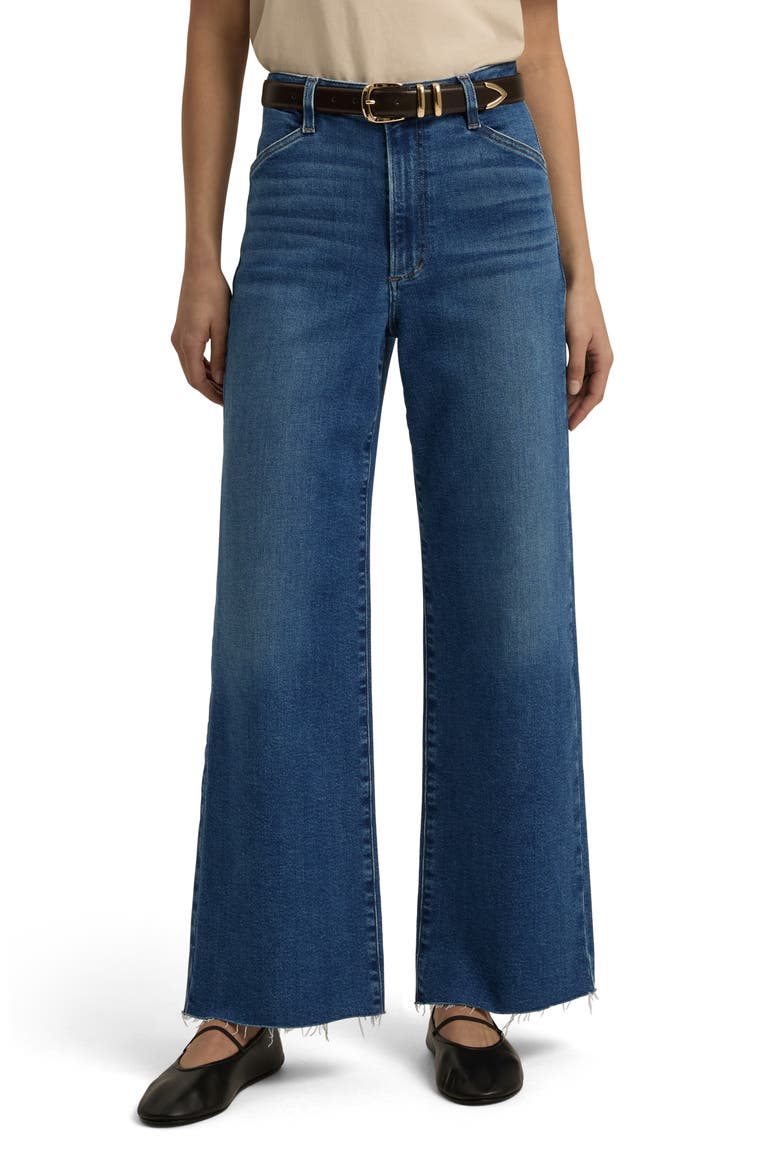 The Mischa Raw Hem Super High Waist Wide Leg Jeans, Main, color, MADISON