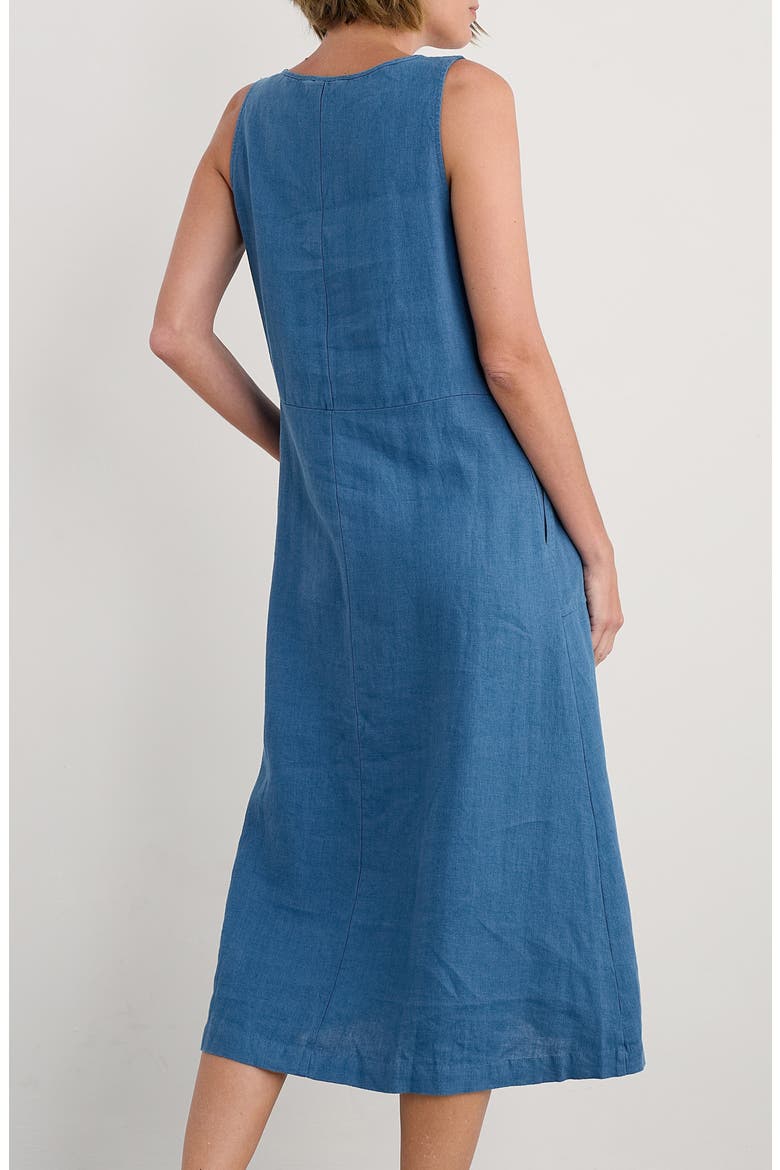 Grass Wave Sleeveless Linen Midi Dress, Alternate, color, SAILOR