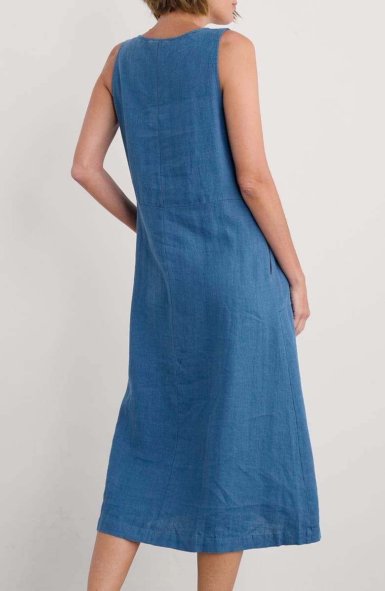 Seasalt Cornwall Grass Wave Sleeveless Linen Midi Dress, Alternate, color, Sailor