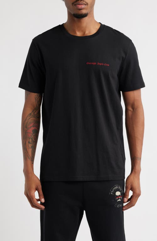 OVERNIGHT ANGELS CREW Red Graffiti Skull Organic Cotton Graphic T-Shirt in Black  product