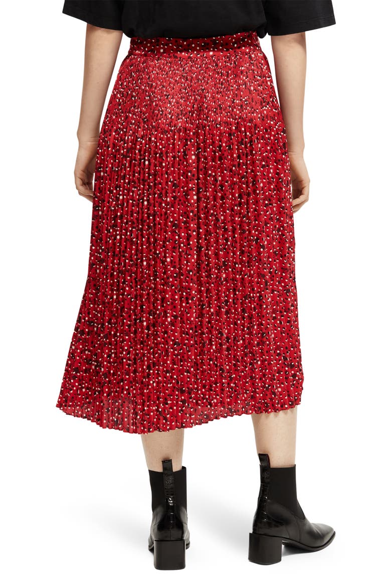 Floral Pleated Midi Skirt, Alternate, color, 5362-SPACE FLORAL ELECTRIC RED
