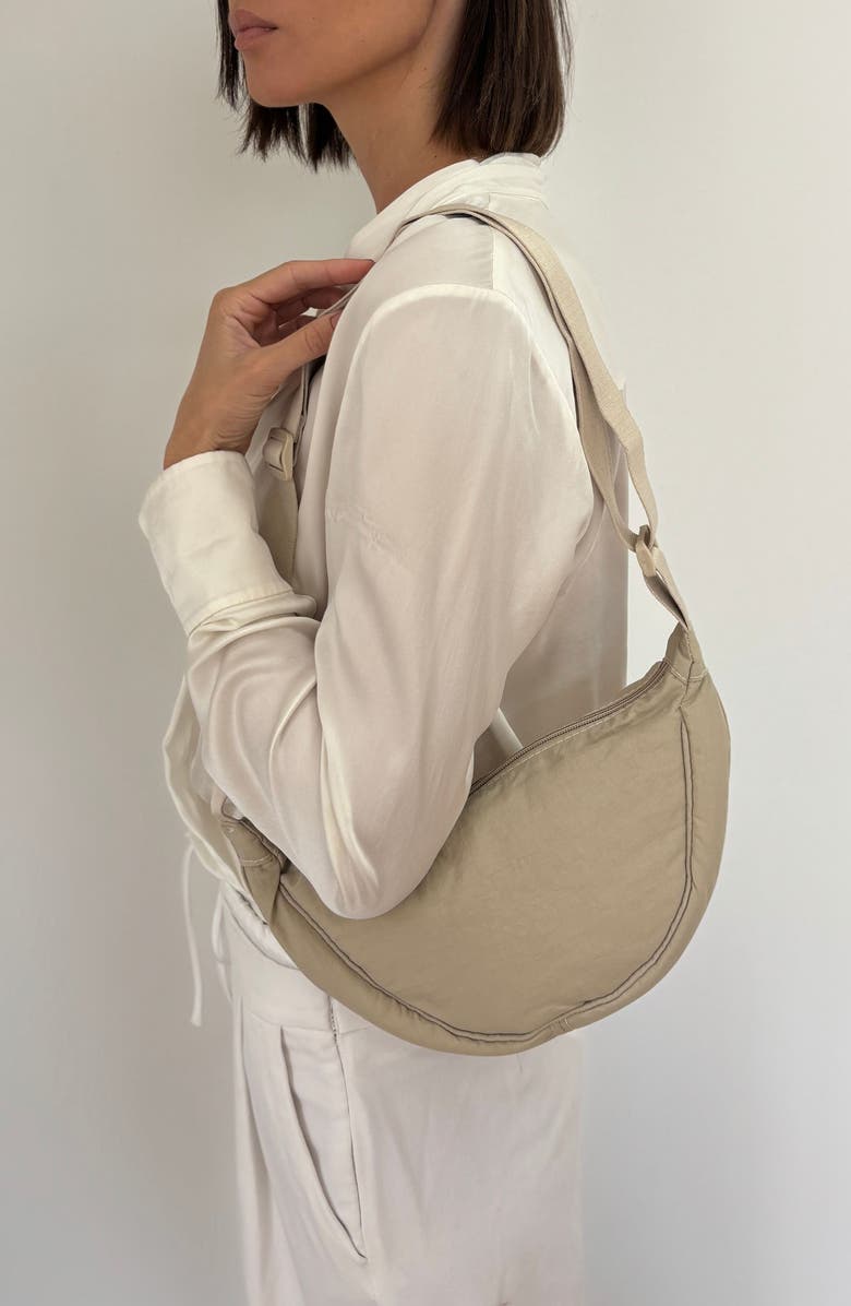Adornia Cream Sporty Adjustable Moon Bag, Alternate, color, Cream