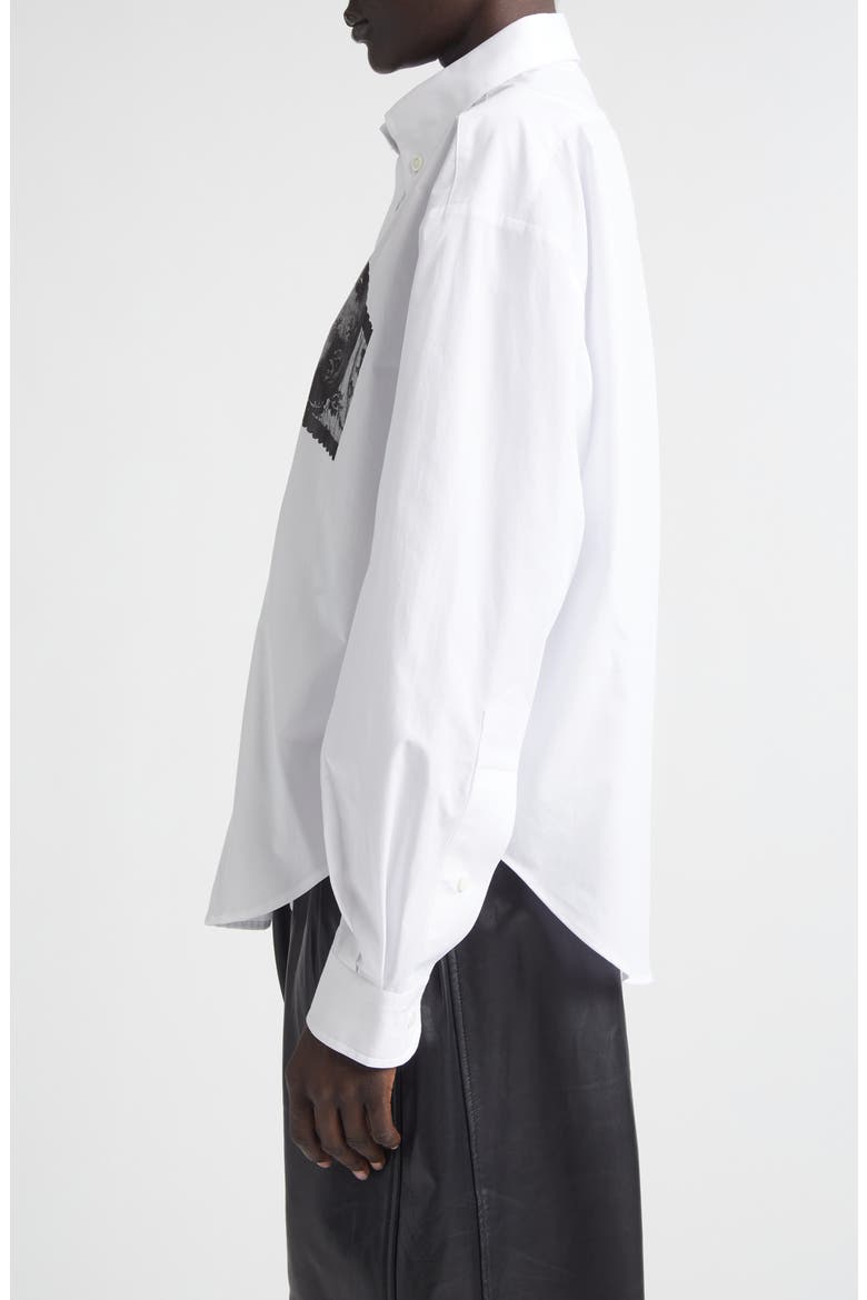 Trompe l'Oeil Bra Button-Down Shirt, Alternate, color, WHITE